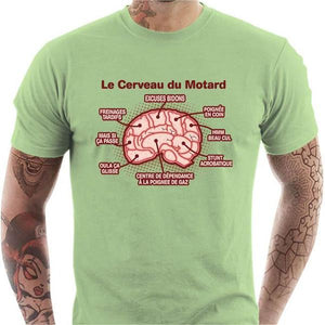 T shirt Motard homme - Le cerveau du motard - Couleur Tilleul - Taille S