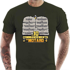 T shirt Motard homme - Les 10 commandements - Couleur Army - Taille S