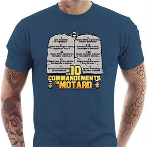 T shirt Motard homme - Les 10 commandements - Couleur Bleu Gris - Taille S