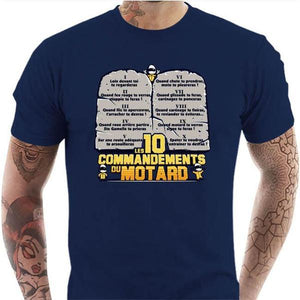 T shirt Motard homme - Les 10 commandements - Couleur Bleu Nuit - Taille S