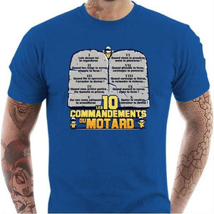 T shirt Motard homme - Les 10 commandements - Couleur Bleu Royal - Taille S