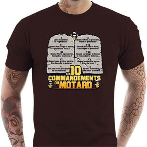 T shirt Motard homme - Les 10 commandements - Couleur Chocolat - Taille S