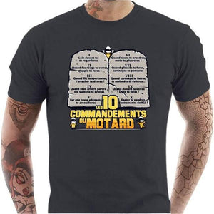 T shirt Motard homme - Les 10 commandements - Couleur Gris Foncé - Taille S