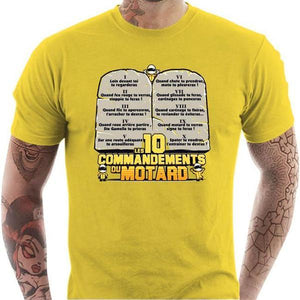T shirt Motard homme - Les 10 commandements - Couleur Jaune - Taille S
