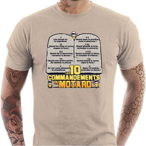 T shirt Motard homme - Les 10 commandements - Couleur Sable - Taille S