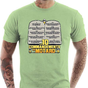 T shirt Motard homme - Les 10 commandements - Couleur Tilleul - Taille S