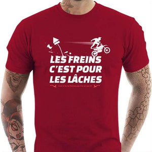 T shirt Motard homme - Les Freins - Couleur Rouge Tango - Taille S
