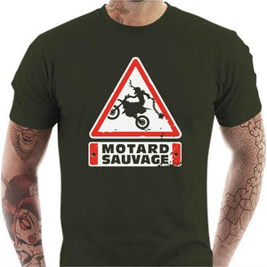 T shirt Motard homme - Motard Sauvage - Couleur Army - Taille S