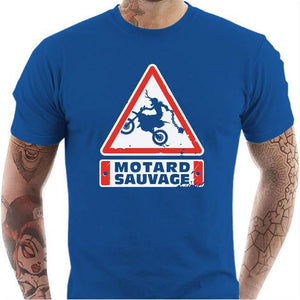 T shirt Motard homme - Motard Sauvage - Couleur Bleu Royal - Taille S