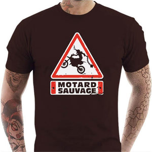 T shirt Motard homme - Motard Sauvage - Couleur Chocolat - Taille S