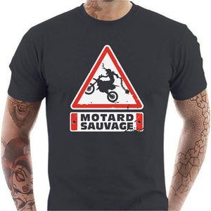 T shirt Motard homme - Motard Sauvage - Couleur Gris Foncé - Taille S