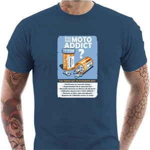 T shirt Motard homme - Moto Addict - Couleur Bleu Gris - Taille S