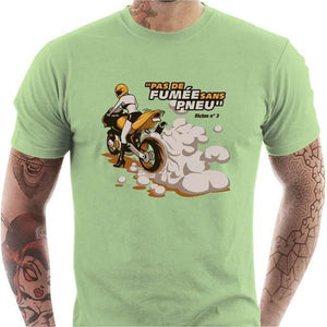 T shirt Motard homme - Pas de fumée sans pneu - Couleur Tilleul - Taille S