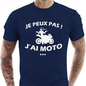 T shirt Motard homme - Peux pas j'ai Moto ! - Couleur Bleu Nuit - Taille S