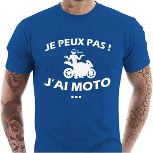 T shirt Motard homme - Peux pas j'ai Moto ! - Couleur Bleu Royal - Taille S