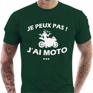 T shirt Motard homme - Peux pas j'ai Moto ! - Couleur Vert Bouteille - Taille S
