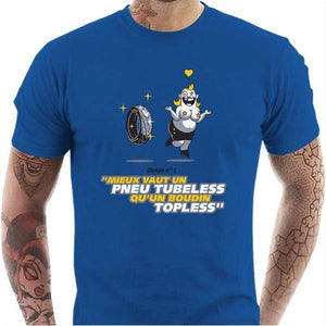T shirt Motard homme - Pneu Tubeless - Couleur Bleu Royal - Taille S