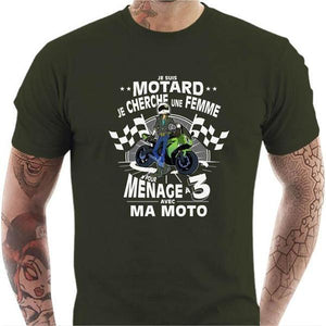 T shirt Motard homme - Polygame pour Homme - Couleur Army - Taille S