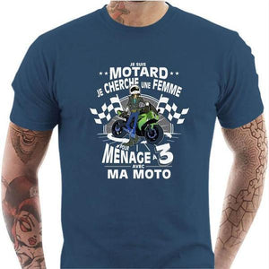 T shirt Motard homme - Polygame pour Homme - Couleur Bleu Gris - Taille S