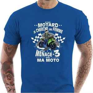T shirt Motard homme - Polygame pour Homme - Couleur Bleu Royal - Taille S