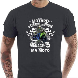 T shirt Motard homme - Polygame pour Homme - Couleur Gris Foncé - Taille S