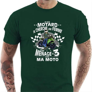 T shirt Motard homme - Polygame pour Homme - Couleur Vert Bouteille - Taille S