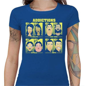 T shirt Motarde - Addictions - Couleur Bleu Royal - Taille S