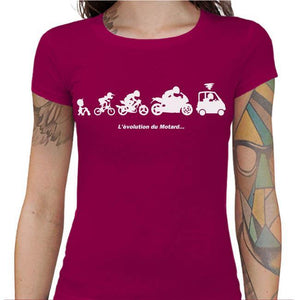 T shirt Motarde - Evolution du Motard - Couleur Fuchsia - Taille S