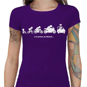 T shirt Motarde - Evolution du Motard - Couleur Violet - Taille S