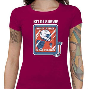 T shirt Motarde - Kit de survie du motard - Couleur Fuchsia - Taille S