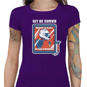 T shirt Motarde - Kit de survie du motard - Couleur Violet - Taille S