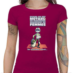 T shirt Motarde - Le Motard et les Femmes - Couleur Fuchsia - Taille S