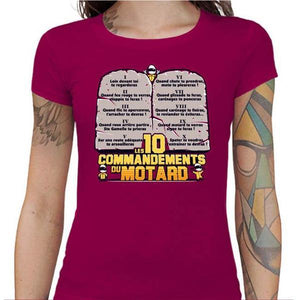 T shirt Motarde - Les 10 commandements - Couleur Fuchsia - Taille S