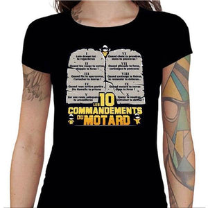 T shirt Motarde - Les 10 commandements - Couleur Noir - Taille S