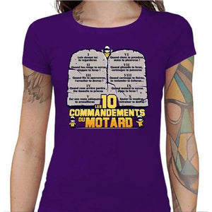 T shirt Motarde - Les 10 commandements - Couleur Violet - Taille S