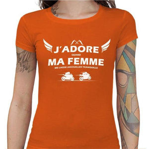 T shirt Motarde - Ma femme - Couleur Orange - Taille S