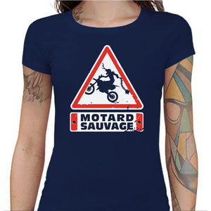 T shirt Motarde - Motard Sauvage - Couleur Bleu Nuit - Taille S