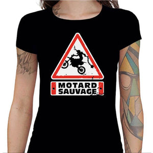 T shirt Motarde - Motard Sauvage - Couleur Noir - Taille S