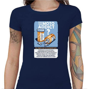T shirt Motarde - Moto Addict - Couleur Bleu Nuit - Taille S