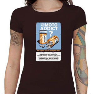 T shirt Motarde - Moto Addict - Couleur Chocolat - Taille S