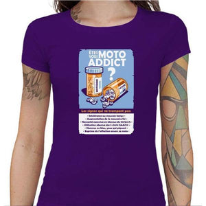 T shirt Motarde - Moto Addict - Couleur Violet - Taille S