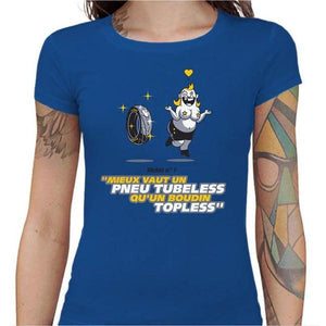 T shirt Motarde - Pneu Tubeless - Couleur Bleu Royal - Taille S