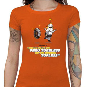 T shirt Motarde - Pneu Tubeless - Couleur Orange - Taille S
