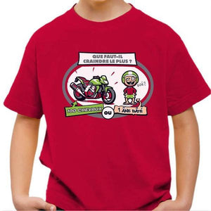 T shirt Moto Enfant - Ane bâté - Couleur Rouge Vif - Taille 4 ans