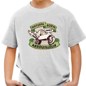 T shirt Moto Enfant - Arsouilleur-né - Couleur Blanc - Taille 4 ans