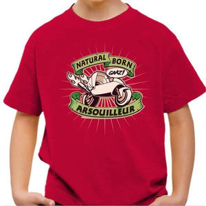 T shirt Moto Enfant - Arsouilleur-né - Couleur Rouge Vif - Taille 4 ans