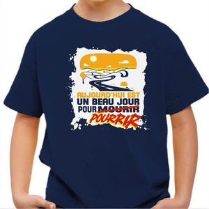 T shirt Moto Enfant - Beaux jours pour pourrir - Couleur Bleu Nuit - Taille 4 ans