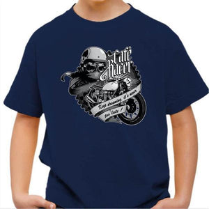 T shirt Moto Enfant - Café Racer - Couleur Bleu Nuit - Taille 4 ans