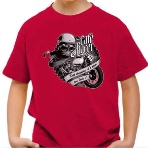 T shirt Moto Enfant - Café Racer - Couleur Rouge Vif - Taille 4 ans