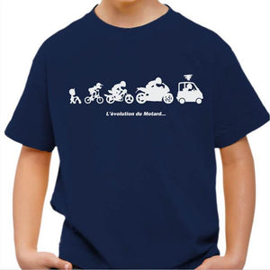 T shirt Moto Enfant - Evolution du Motard - Couleur Bleu Nuit - Taille 4 ans